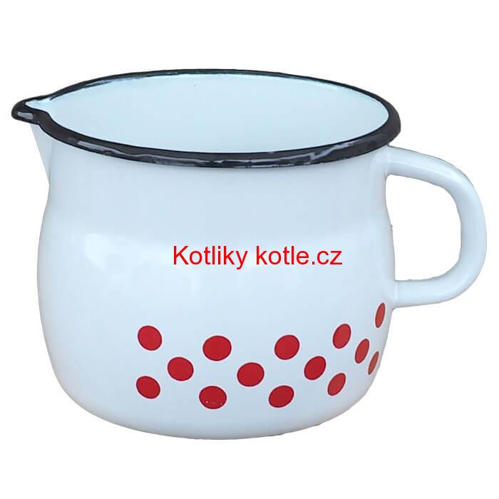 Smaltovaný hrnek s výlevkou 1,5 L baňatý - tečkovaný