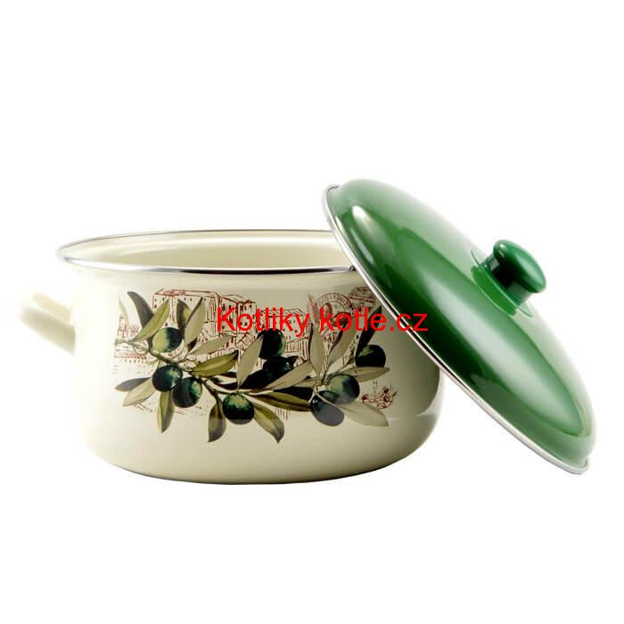 Smaltovaný kastrol s poklicí 1,8 L OLIVA