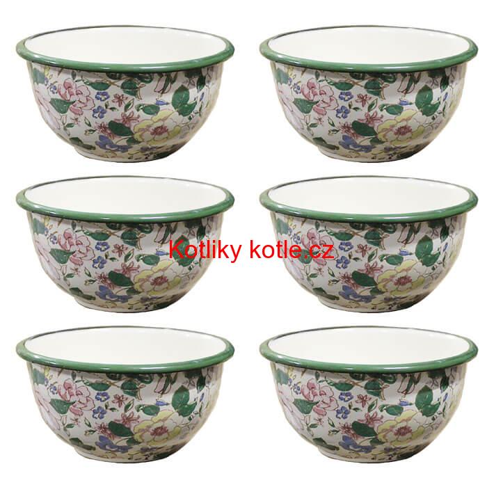 Souprava smaltovaných misek 17 cm 6 ks DECOR