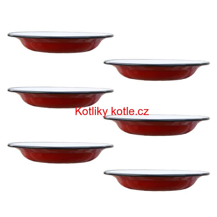 Souprava smaltovaných mělkých talířů 22 cm 6 ks