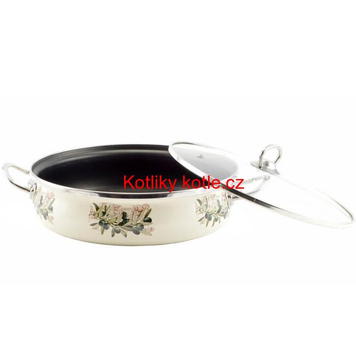 Smaltovaná pánev s poklicí 26 cm OLIVA