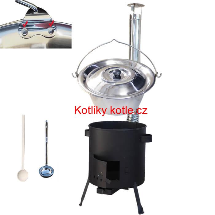 Nerezový kotlík 20 L (0,8 mm) zesílený s nýty + žáruvzdorná kotlina (1 mm) 42 PLUS 600