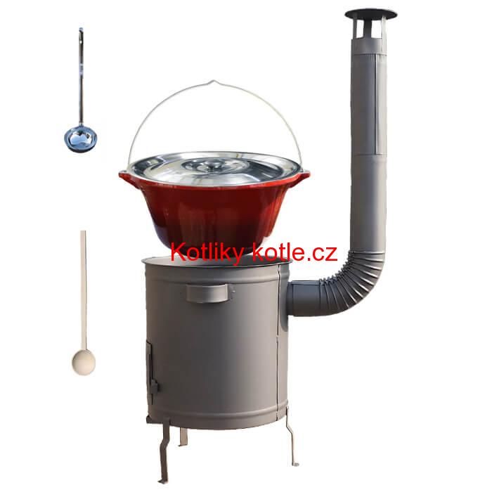 Litinový kotlík 16 L + silnostěnná (1,5 mm) žáruvzdorná kotlina 36 PLUS 600