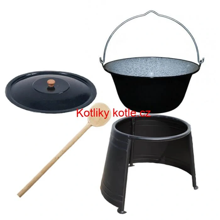 Smaltovaný kotlík 8 L (1,2 mm) + poklice + chránič plamene