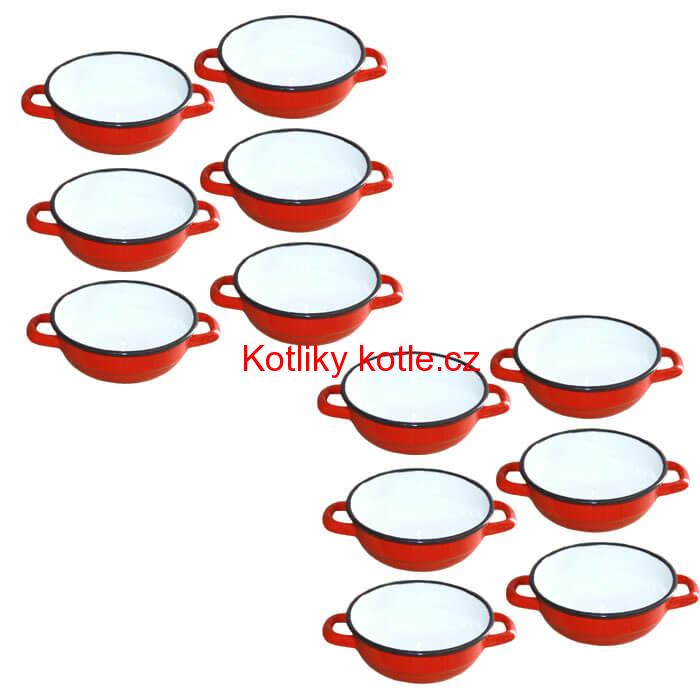 Souprava smaltovaných selských misek 14 cm 12 ks