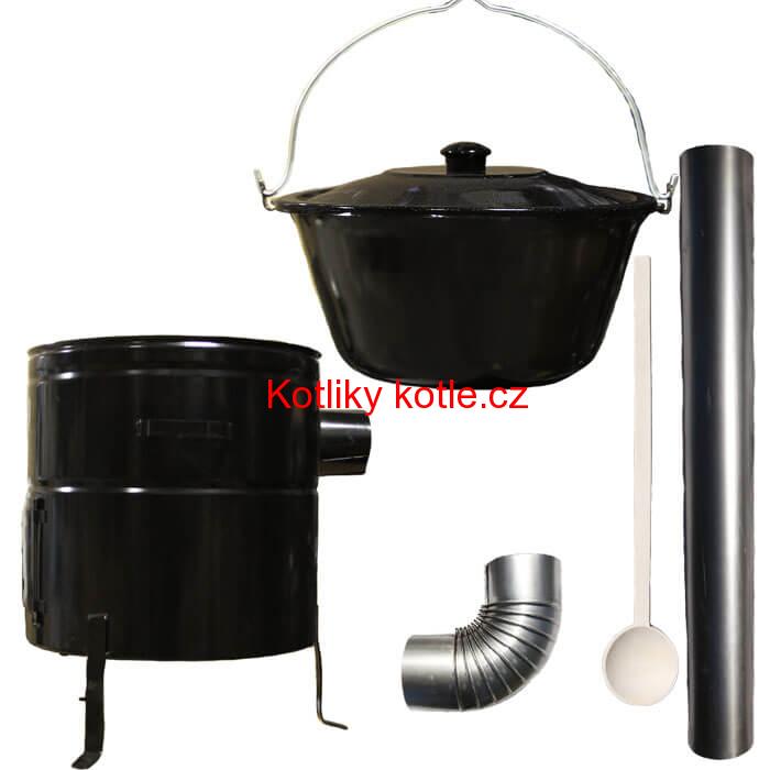 Smaltovaný kotlík 50 L (1,2 mm) + kovová kotlina 50 CLASSIC (KOV) + kouřovod Max Party