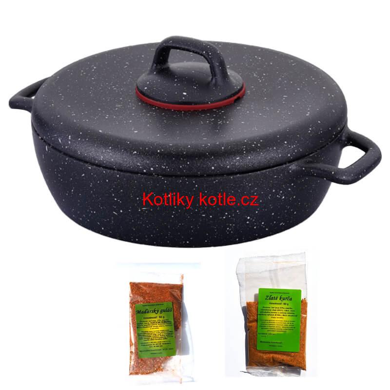 Hrnec s poklicí + pánev + pepř Classic Plus Volkanit