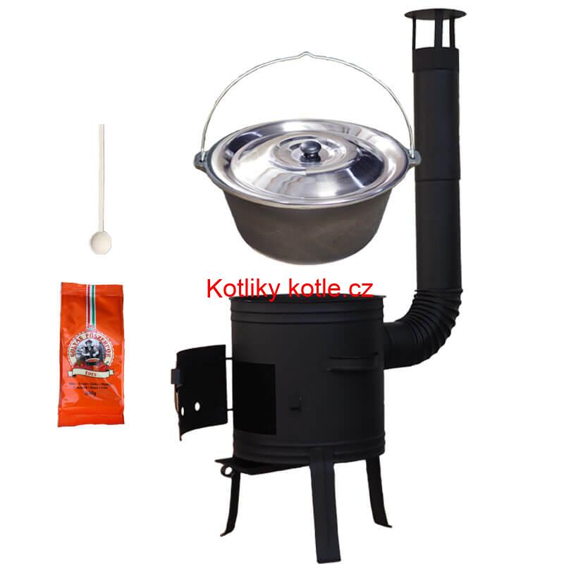 Litinový kotlík 10,8 L + kotlina 33 cm (1 mm) + žáruvzdorná barva Plus 700