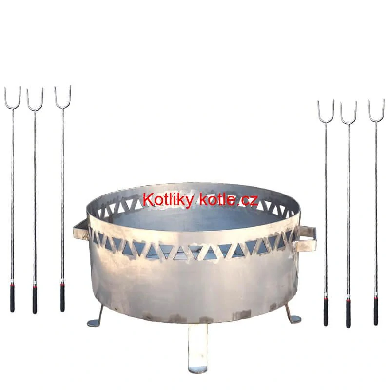 Přenosné ohniště nerezové (1,5 mm) FIFO + Vidličky na opékání teleskopické 6 ks