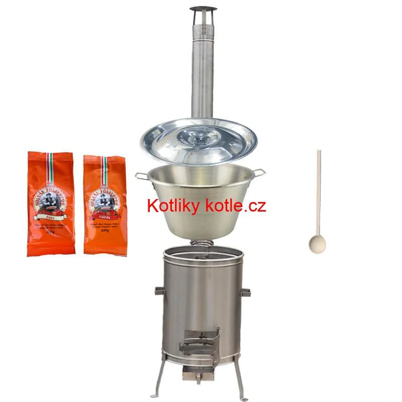 Nerezový kotel 40 L + nerezová kotlina 45 cm LUX + paprikové koření na guláš