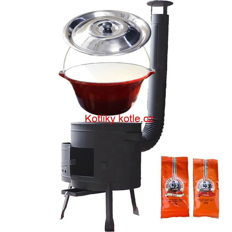Litinový kotlík se smaltovanou úpravou 22 L + nízká kotlina 42 PLUS 600 + paprikový pepř na guláš - MIX 100 g