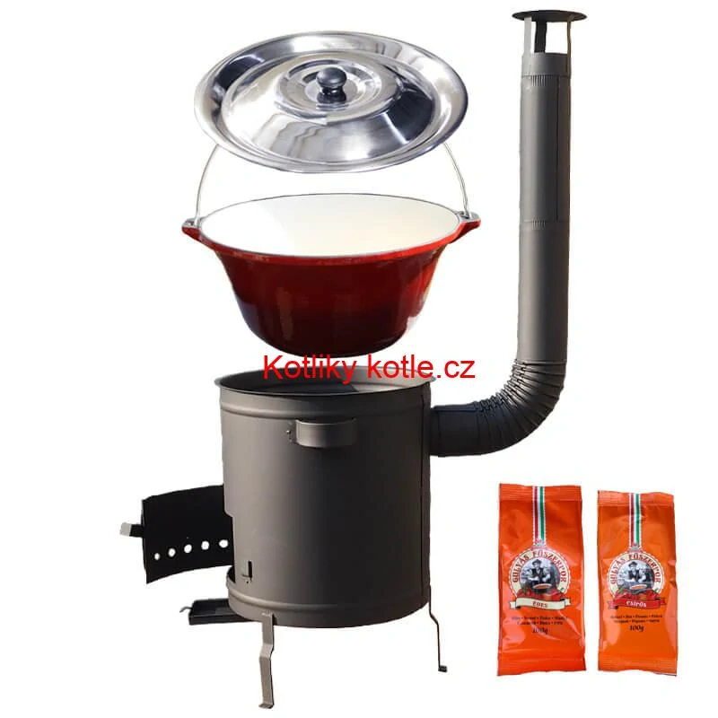 Litinový kotlík se smaltovanou úpravou 22 L + žáruvzdorná  kotlina 42 cm (1,5 mm) STRONG + paprikový pepř na guláš - MIX 100 g