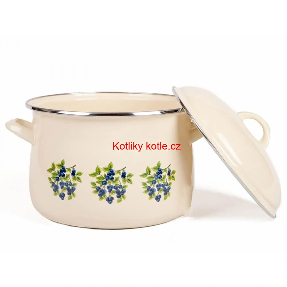 Smaltovaný hrnec s květinovým vzorem – Trnky 3 l + poklice