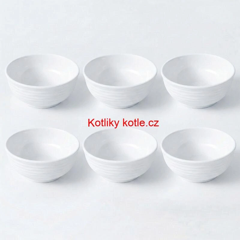 Sada 6 ks: Prémiové bílé misky s kamennou strukturou (750 ml)