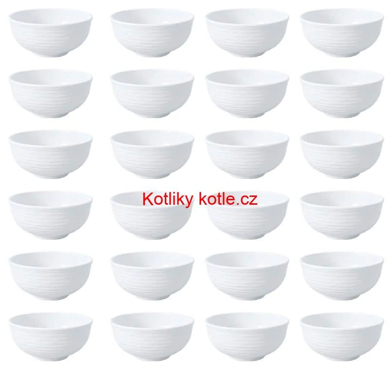 Sada 24 ks: Prémiové bílé misky s kamennou strukturou (750 ml)