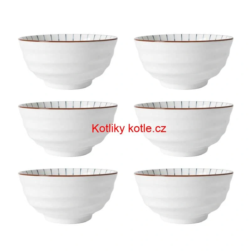 Sada 6 ks velkých keramických misek na guláš a polévky, 1 litr
