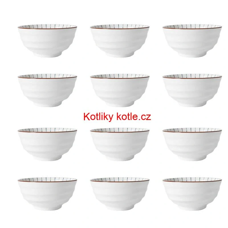 Sada 12 ks velkých keramických misek na guláš a polévky, 1 litr