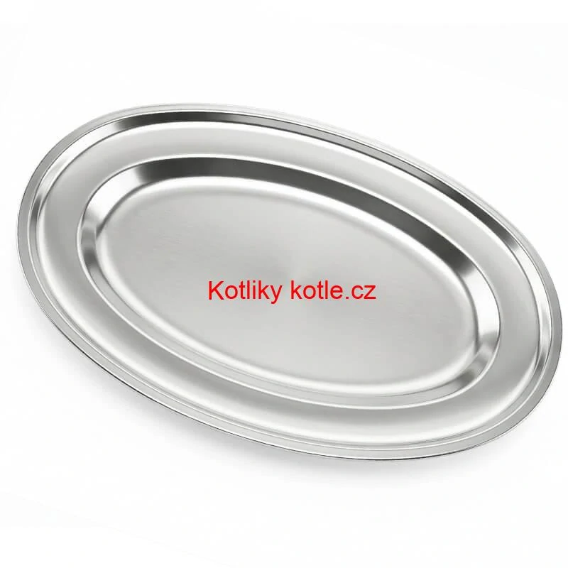 Nerezový oválný podnos (45,5cm) – Odolný servírovací tác na maso i koláče
