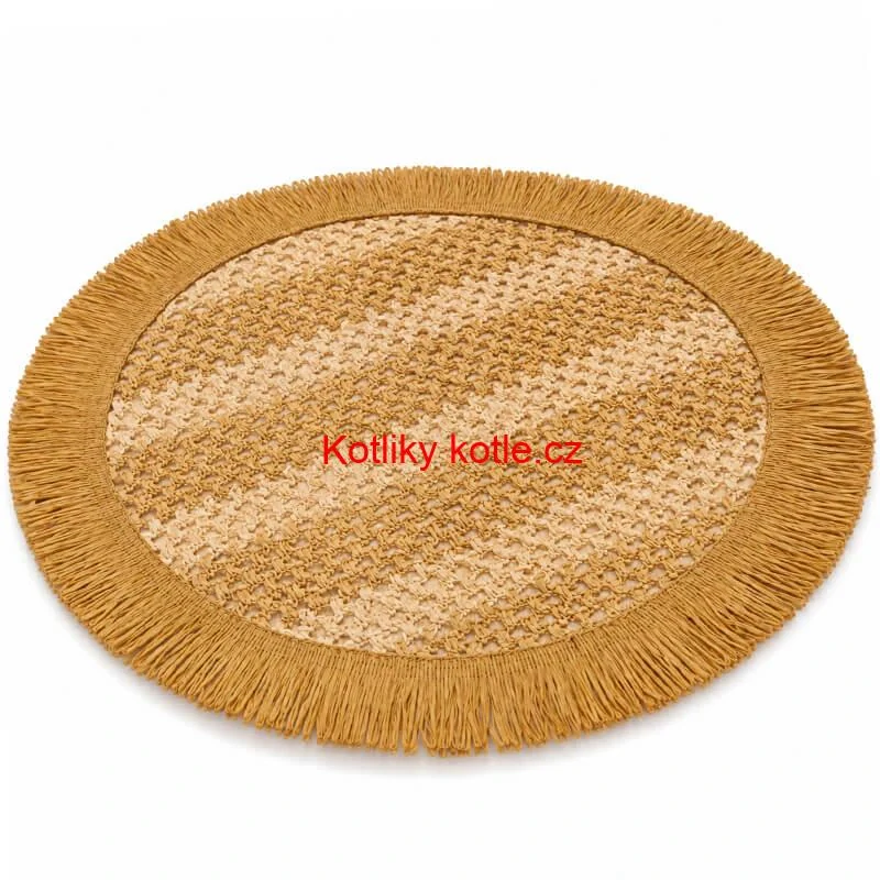 Kulatá přírodní podložka pod talíř se třásněmi 37 cm