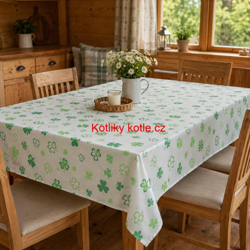 Omyvatelný PEVA ubrus Čtyřlístky 137 × 183 cm