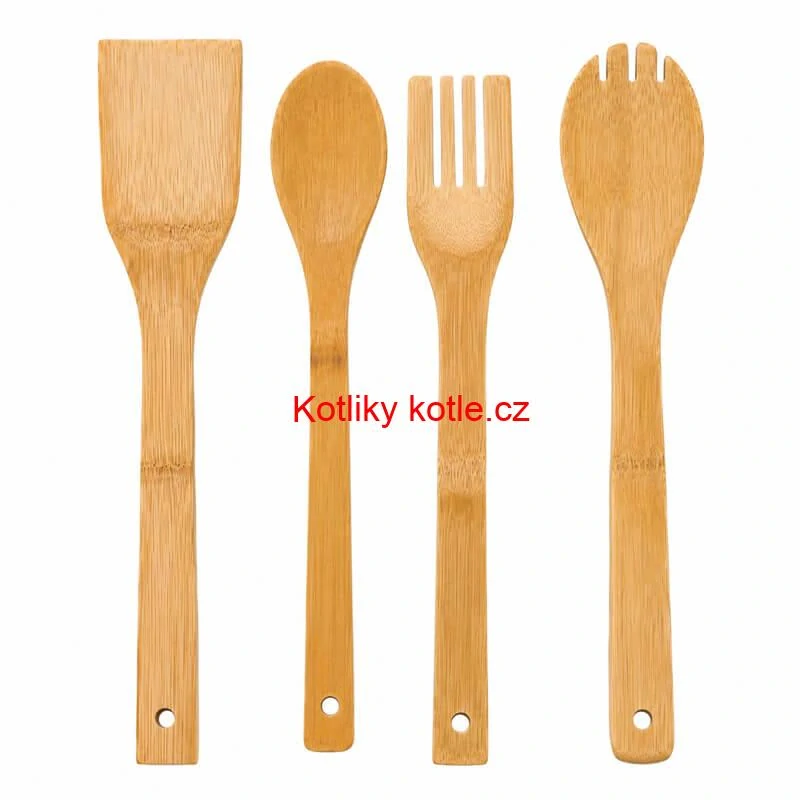 Dřevěná kuchyňská souprava se stojanem – 5 dílů