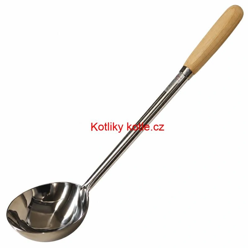 Nerezová naběračka 250 ml s dřevěnou rukojetí – délka 51,5 cm