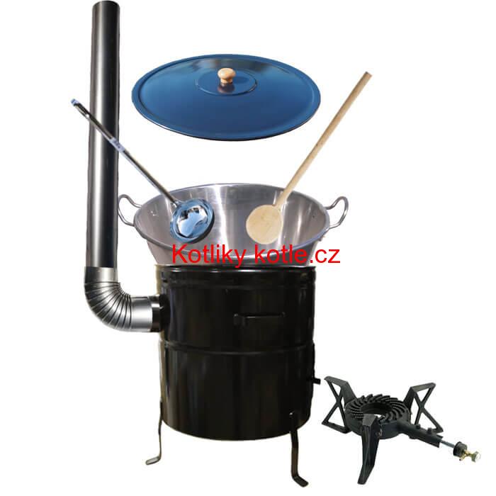 Zabijačkový nerezový kotel 60 L + kovová kotlina 53 cm + litinový hořák