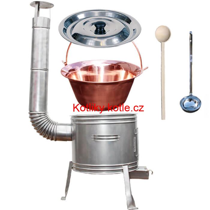 Měděný kotlík 14 L + nerezová kotlina 36 cm TOPLUX