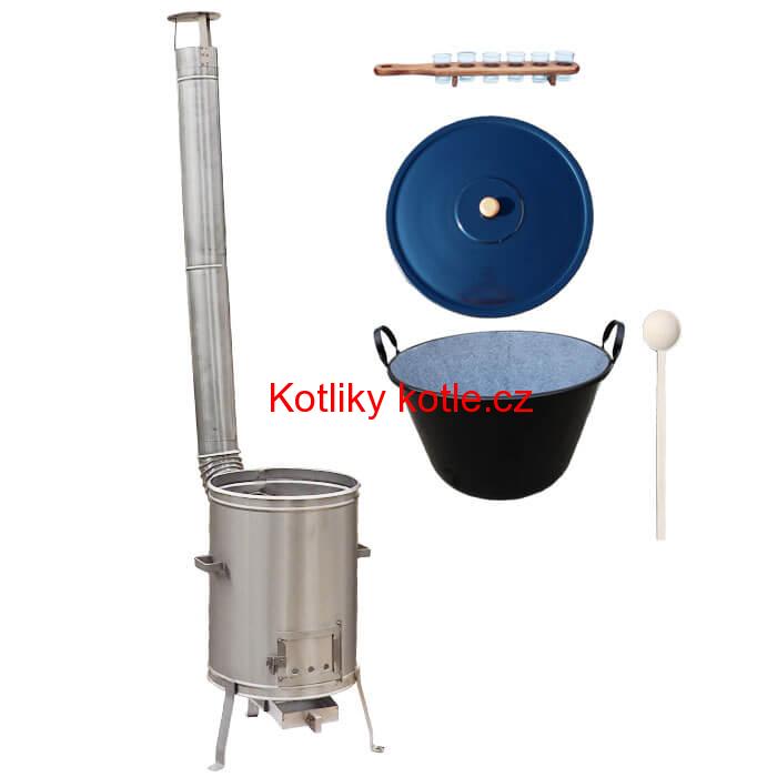 Zabijačkový smaltovaný kotel 60 L + nerezová kotlina 53 cm