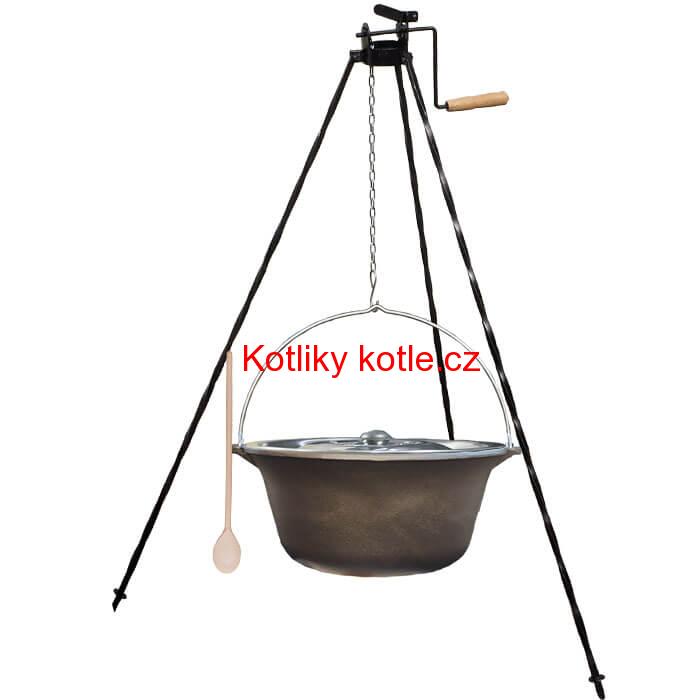 Litinový kotlík 7,2 L + stojan s kladkou VAR