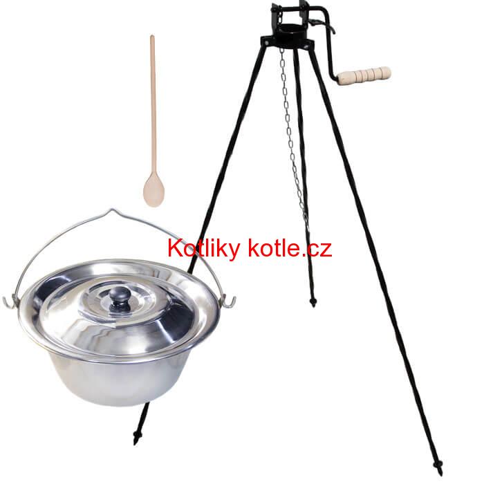 Nerezový kotlík 15 L (1,2 mm) + stojan s kladkou VAR