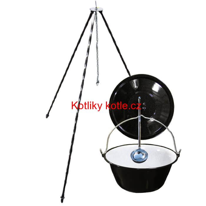 Smaltovaný kotlík 20 L poklice + trojnožka 1,20 m