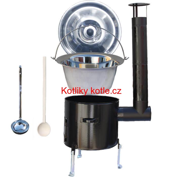 Nerezový kotlík 15 L (1,2 mm) + smaltovaná kotlina 36 Smalt party