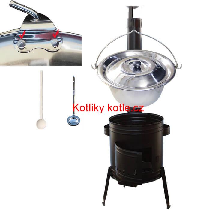 Nerezový kotlíkový set 42 cm + zesílený nerezový kotlík 20 L