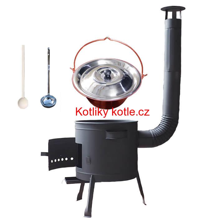 Měděný kotlík 14 L + žáruvzdorná kotlina 36 PLUS 600 