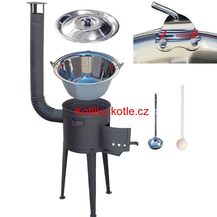 Nerezový kotlík 15 L + vysoká žáruvzdorná kotlina 36 PLUS 600 