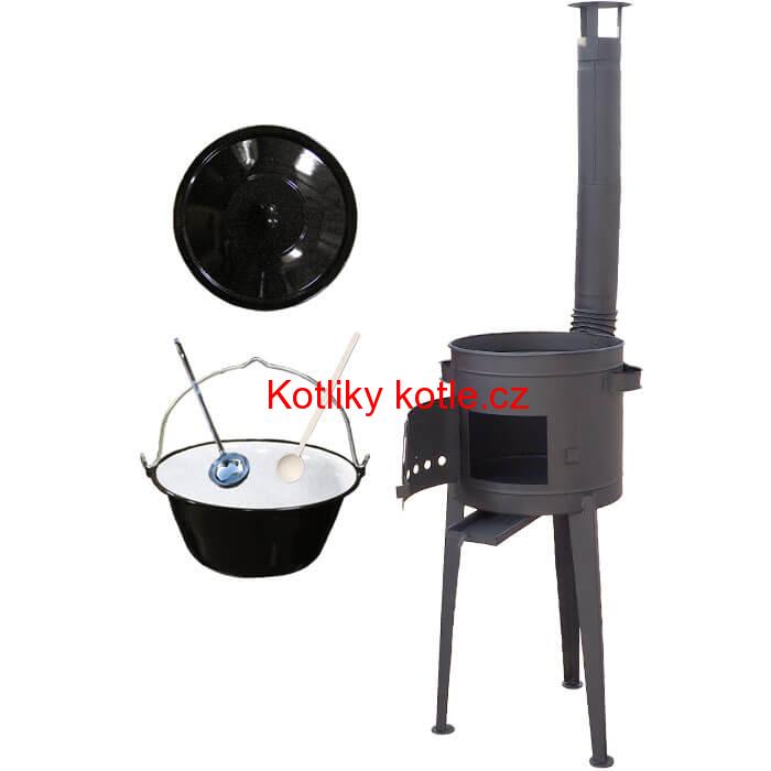 Smaltovaný kotlík 25 L + vysoká žáruvzdorná kotlina 42 PLUS 600 