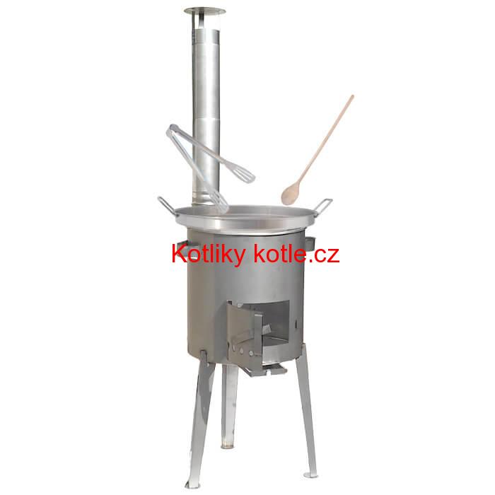 Nerezová pánev na grilování + nerezová kotlina 36 cm