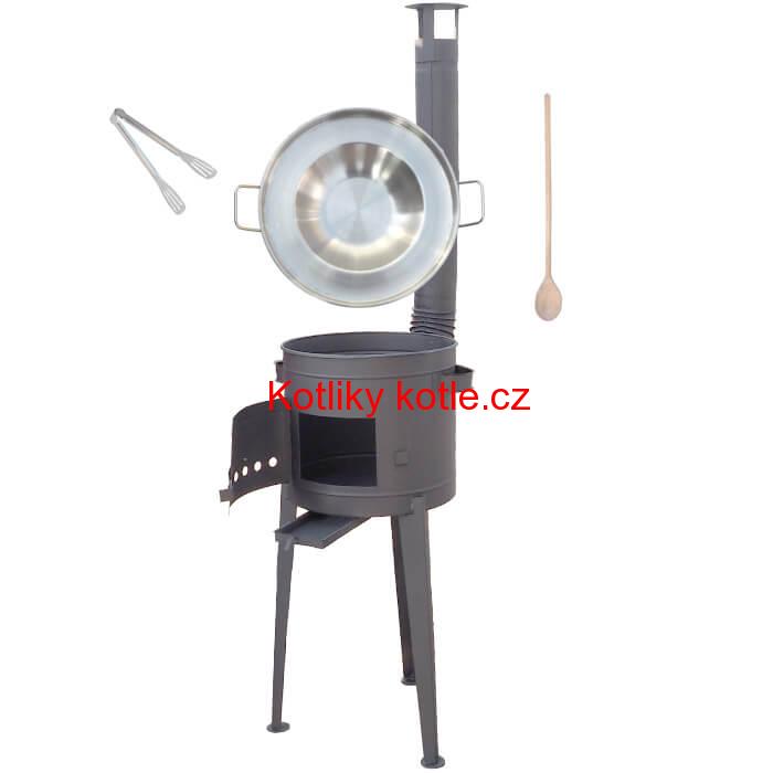 Nerezová pánev na grilování + žáruvzdorná kotlina 36 cm