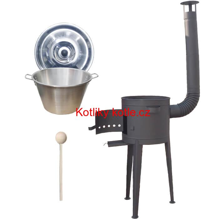 Nerezový kotel 40 L + vysoká kotlina 45 PLUS 600 (žáruvzdorná barva)