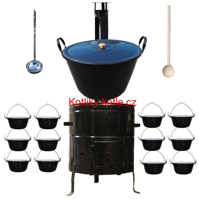 Smaltovaný kotel 70 L + servírovací kotlíky (12 ks) BIG PARTY