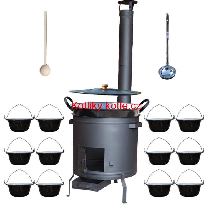 Smaltovaný kotel 60 L + servírovací kotlíky (12 ks) PLUS 600