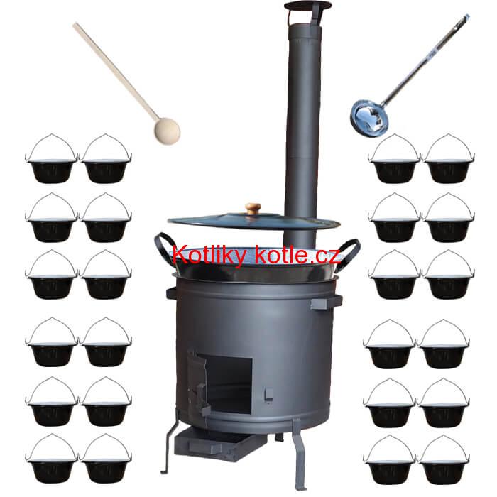 Smaltovaný kotel 80 L + servírovací kotlíky (24 ks) PLUS 600