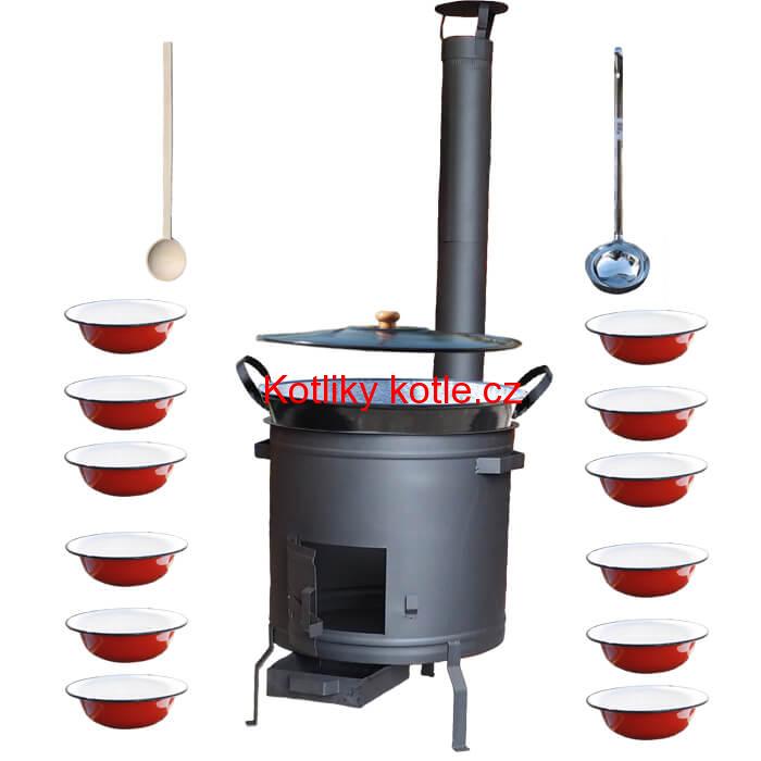Smaltovaný kotel 80 L + smaltované talíře 12 ks PLUS 600