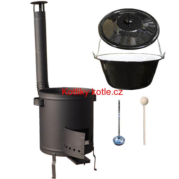 Smaltovaný kotlík 25 L (1,2 mm) + hrubostěnná (1,5 mm) a žáruvzdorná kotlina 42 PLUS 600