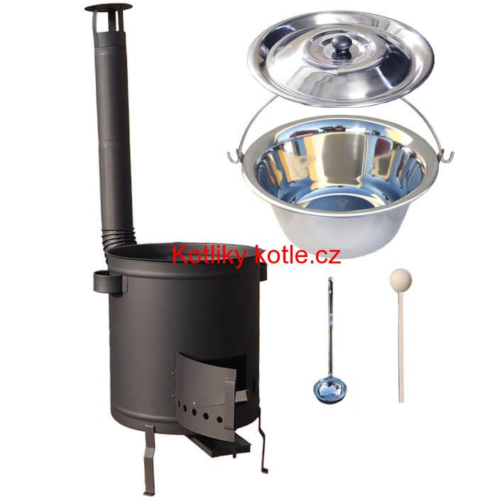Nerezový kotlík 20 L (1,2 mm) + hrubostěnná (1,5 mm) a žáruvzdorná kotlina 42 PLUS 600