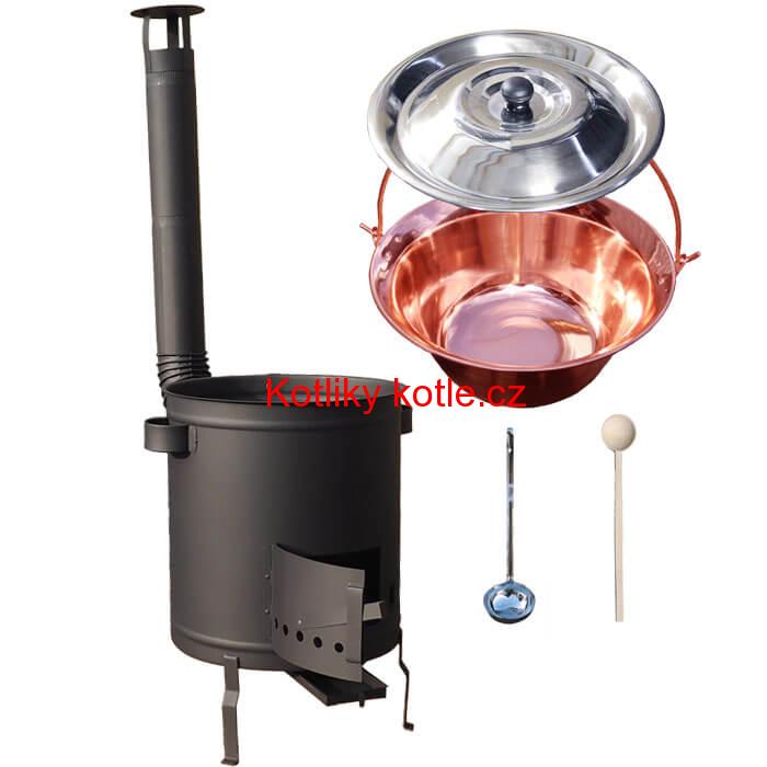 Měděný kotlík 20 L (1,2 mm) + hrubostěnná (1,5 mm) a žáruvzdorná kotlina 42 PLUS 600
