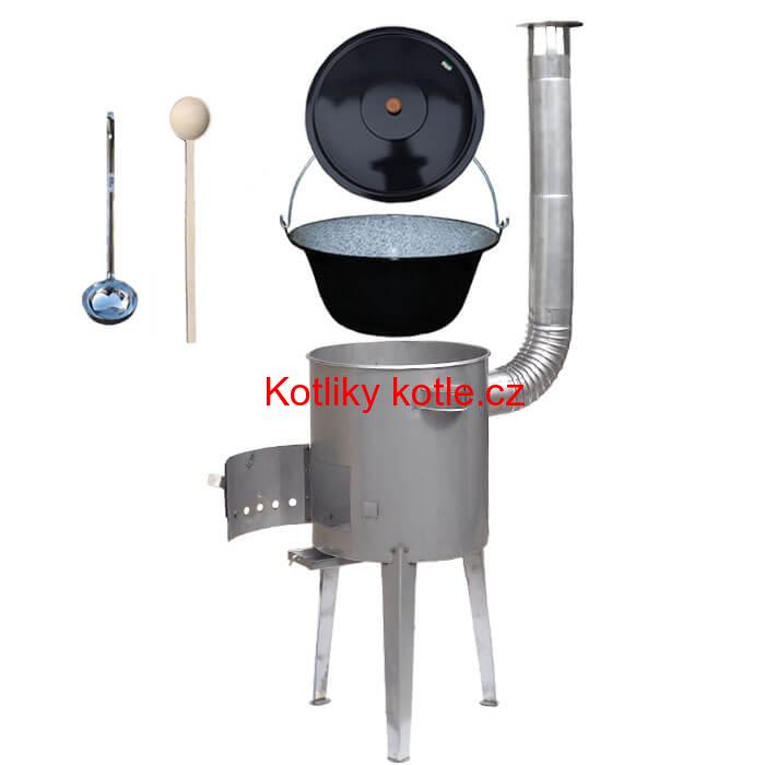 Smaltovaný kotlík 30 L + nerezová kotlina 45 cm LUXUS