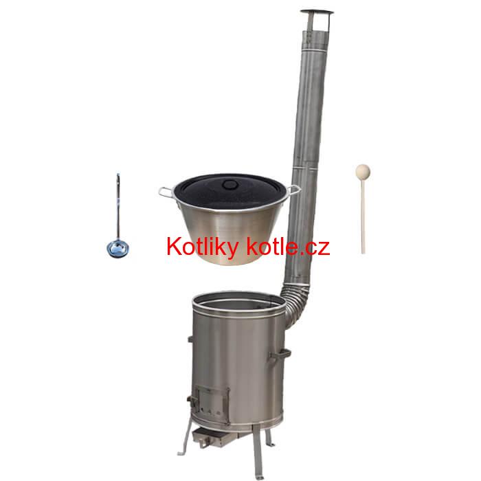 Nerezový kotel 40 L (1,2 mm) + nerezová kotlina 45 cm + vařečka LUX