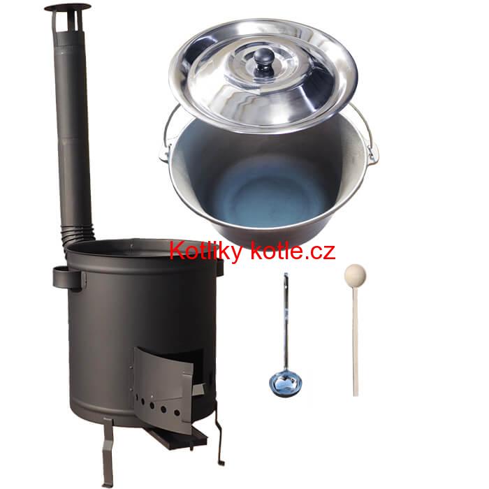 Litinový kotlík 22 L + silnostěnná (1,5 mm) a žáruvzdorná kotlina 45 PLUS 600
